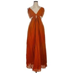 NWT Banana Republic Linen Halter Back Cut Out Fall Burnt Orange Dress Sz 14 NEW